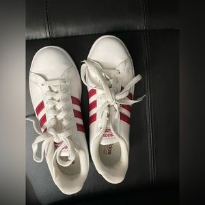 White and Red Adidas Sneakers